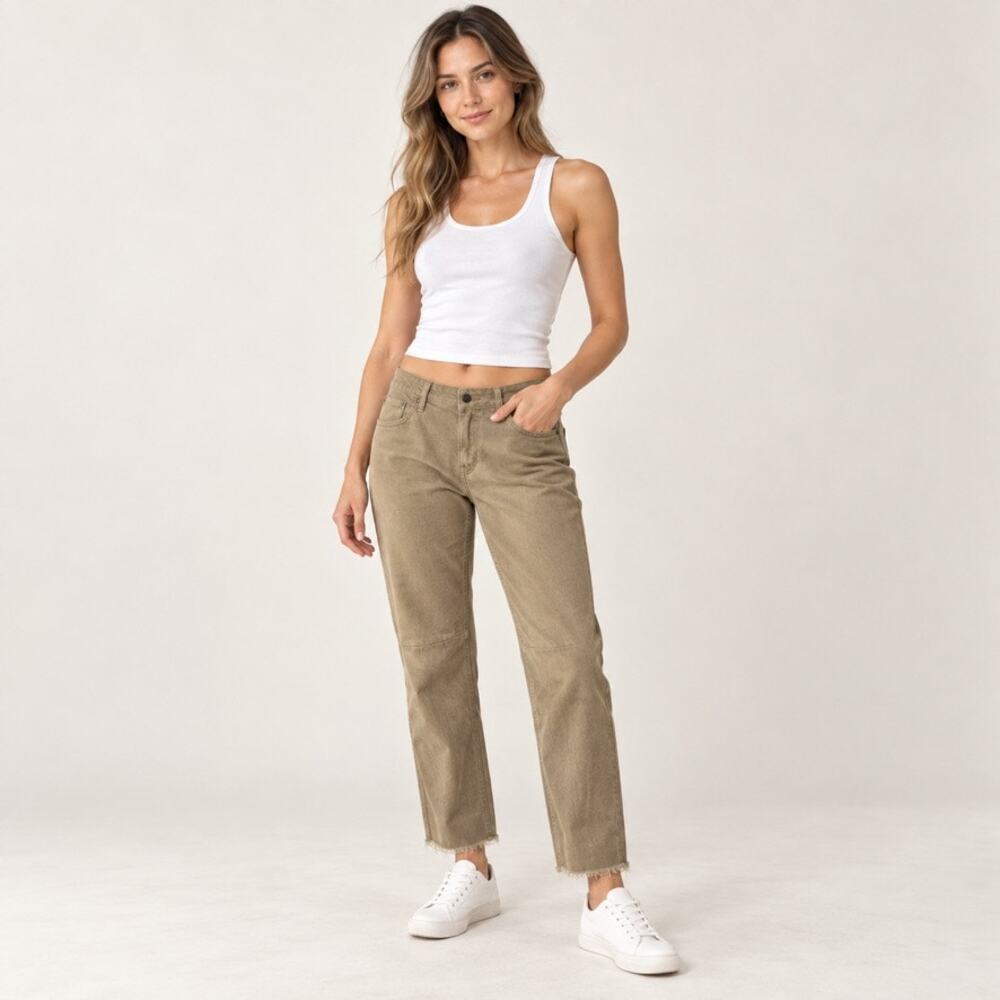 JustUSA Boutique Size 4 Tan Low Rise Raw Hem Stretch Jeans NWT